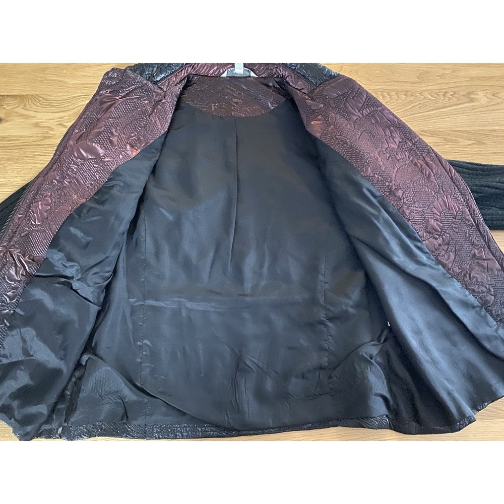 Madison Hill Womens Moto Jacket SZ Med Iridescent Copper Textured Knit Sleeve - Picture 5 of 10